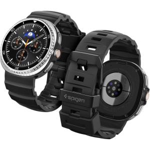 Spigen for Galaxy Watch 8 Band, Compatible with Samsung Galaxy Watch 8 44/40mm, 8 Classic 46mm (2025) WBS2 Durable Silicone Sport Strap(Black)