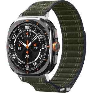 Spigen for Galaxy Watch Ultra Band, Compatible with Samsung Galaxy Watch Ultra 47mm (2025/2024) WBF0 Lightweight Fabric Strap – Black(Green)