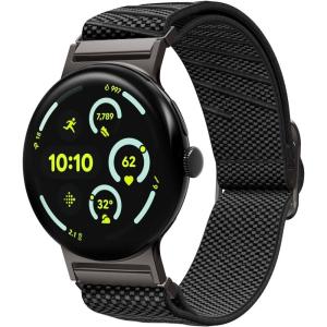 Spigen for Pixel Watch Band, Lite Fit X Compatible with Google Pixel Watch 4/3 45mm/41mm, 2/1 41mm Lightweight Breathable Adjustable Nylon Elastic Strap(Pixel Watch 4/3 45mm)