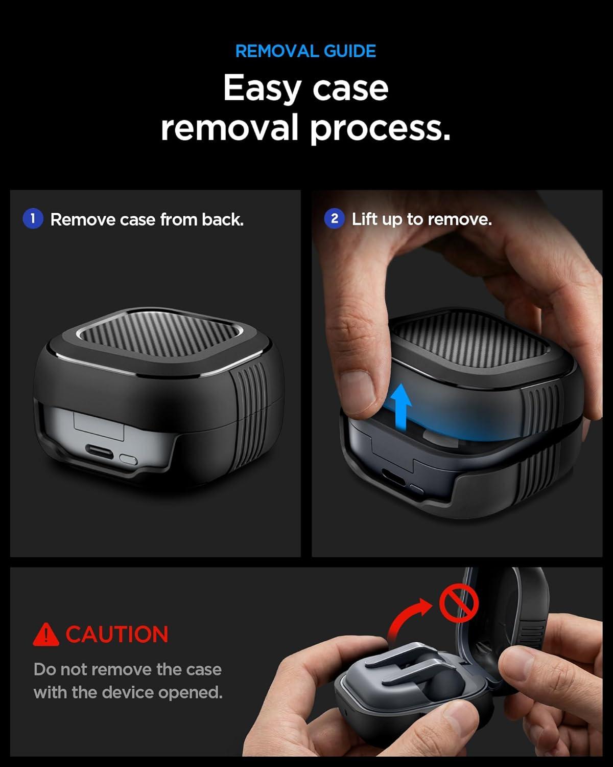imageSpigen for Samsung Galaxy Buds 4 Pro CaseGalaxy Buds 4 Case 2026 Rugged Armor DropProtection Cover with Carabiner Matte Black