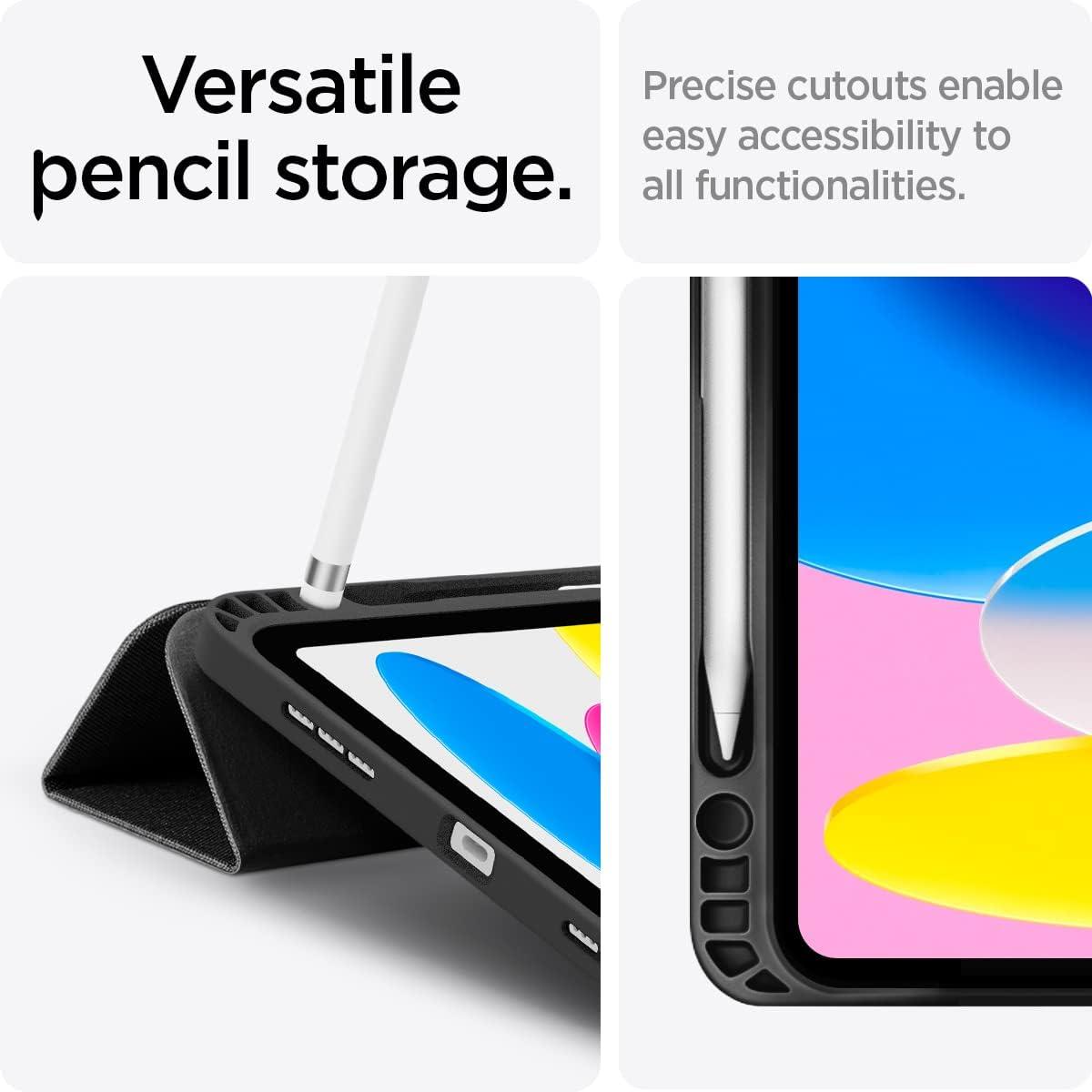 imageSpigen for iPad 11th Generation Case 2025 iPad A16 Case 11inch 10th Generation 2022 109 inch Urban Fit Protective Fabric TriFold Cover with Pencil Holder BlackBlack