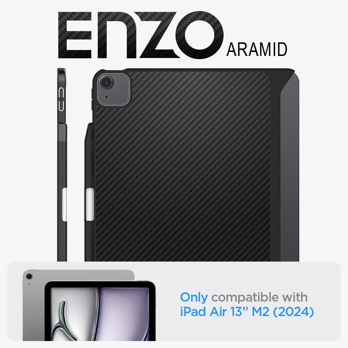 imageSpigen for iPad Air 11 Inch Case M4 2026 iPad Air 11 Inch Case M3M2 20252024 109 Inch 5th4th Generation 20222020 Enzo Aramid Aerocore Aramid Fiber Case Magic Keyboard Compatible BlackBlack