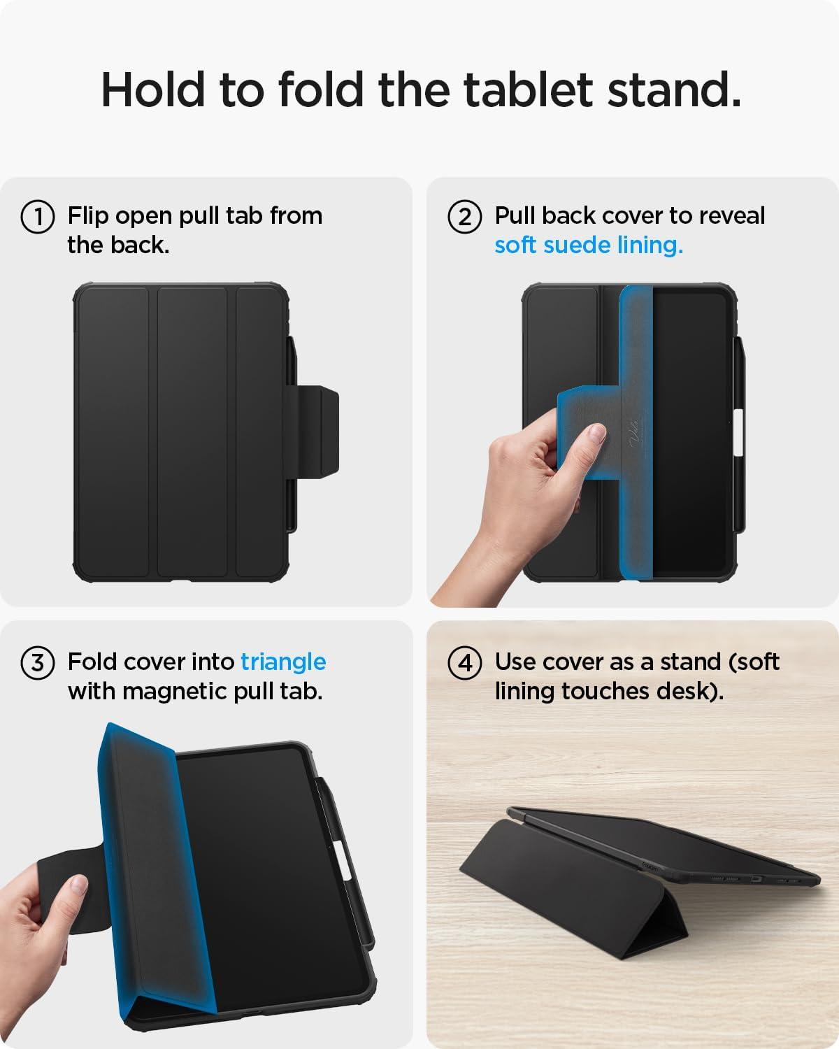 imageSpigen for iPad Air 11 Inch Case M4 2026 iPad Air 11 Inch Case M3M2 20252024 109 Inch 5th4th Generation Case 20222020 Smart Fold Liquid Air Folio TriFold Cover Transparent BlackBlack