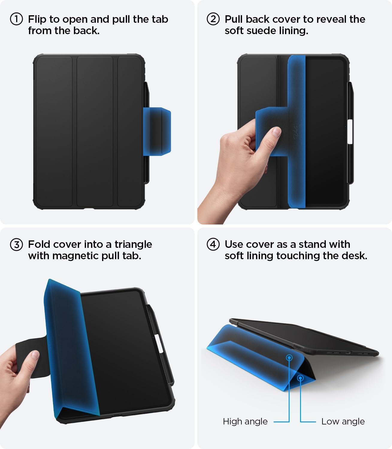 imageSpigen for iPad Air 11 Inch Case M4 2026 iPad Air 11 Inch Case M3M2 20252024 109 Inch 5th4th Generation Case 20222020 Ultra Hybrid Pro TriFold Cover Clear with Pencil Holder Teal BlueBlack