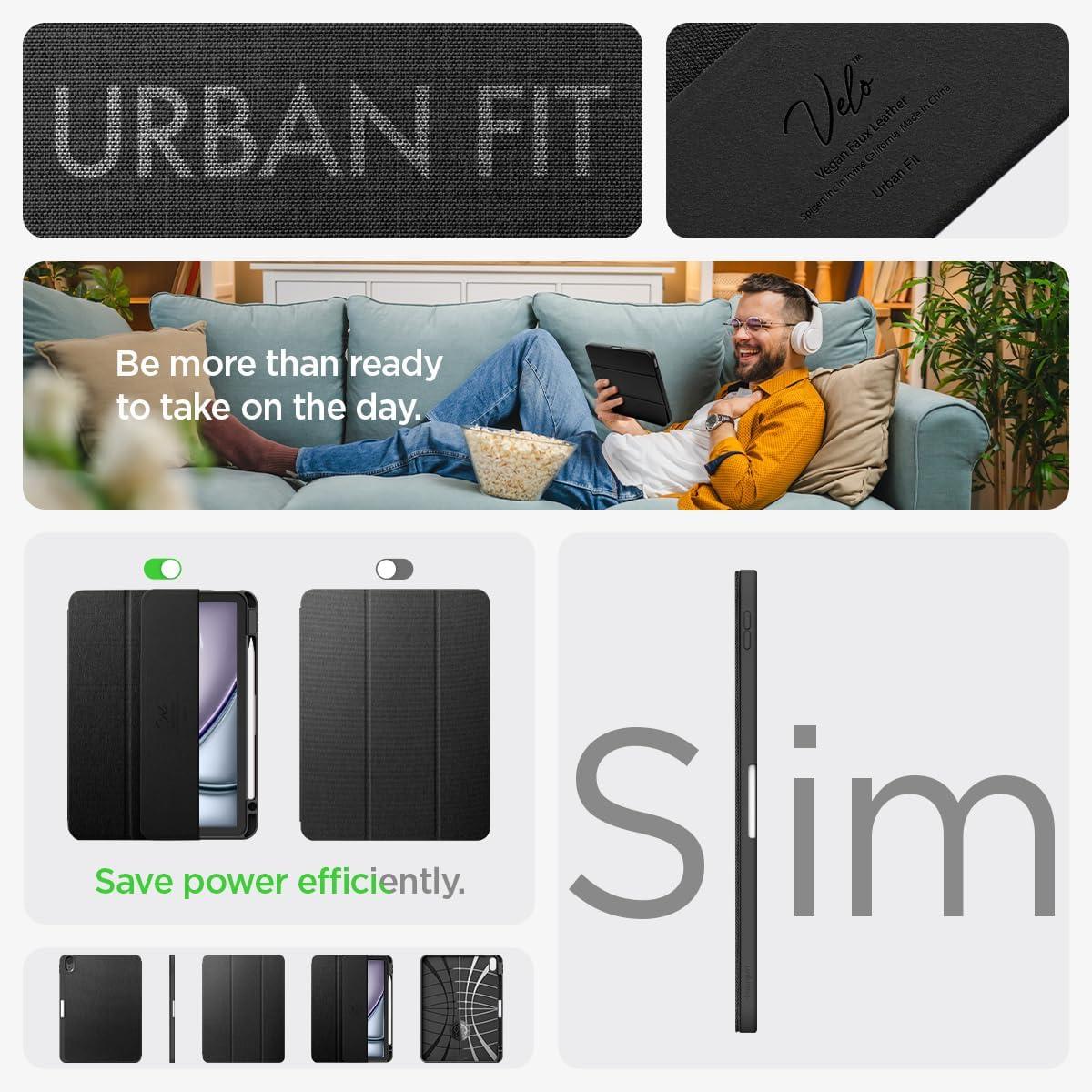 imageSpigen for iPad Air 11 Inch Case M4 2026 iPad Air 11 Inch Case M3M2 20252024 109 Inch 5th4th Generation Case 20222020 Urban Fit Premium Fabric TriFold Cover Midnight GreenBlack