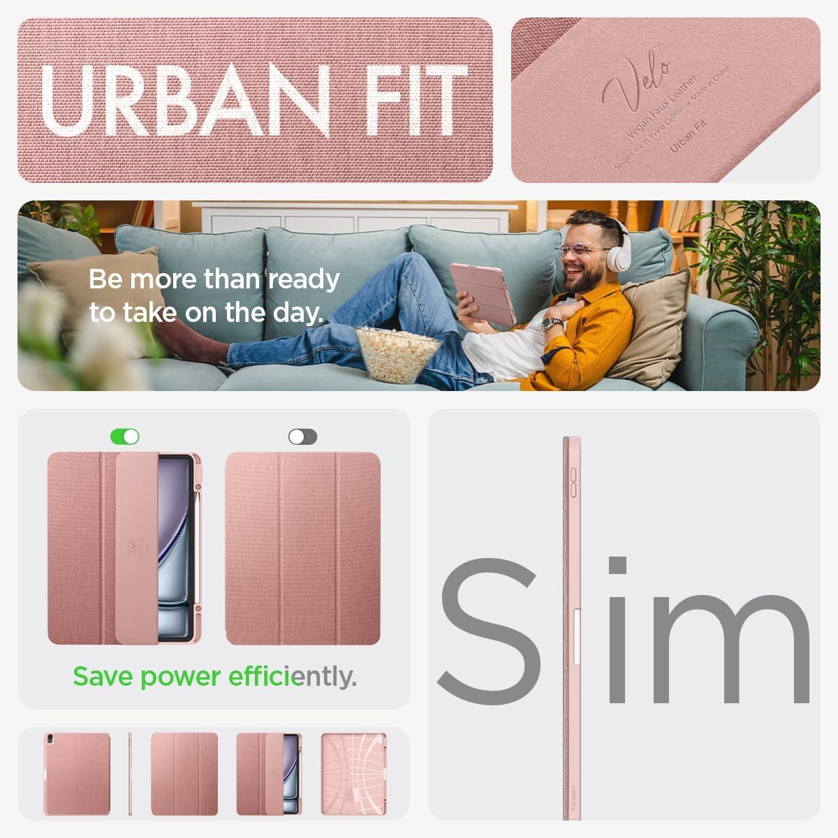 imageSpigen for iPad Air 11 Inch Case M4 2026 iPad Air 11 Inch Case M3M2 20252024 109 Inch 5th4th Generation Case 20222020 Urban Fit Premium Fabric TriFold Cover Midnight GreenRose Gold