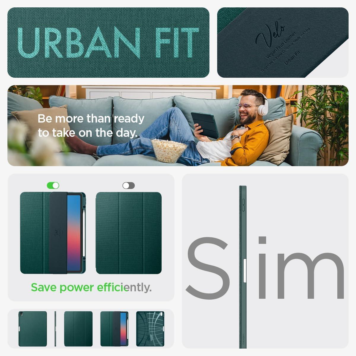 imageSpigen for iPad Air 11 Inch Case M4 2026 iPad Air 11 Inch Case M3M2 20252024 109 Inch 5th4th Generation Case 20222020 Urban Fit Premium Fabric TriFold Cover Midnight GreenMidnight Green