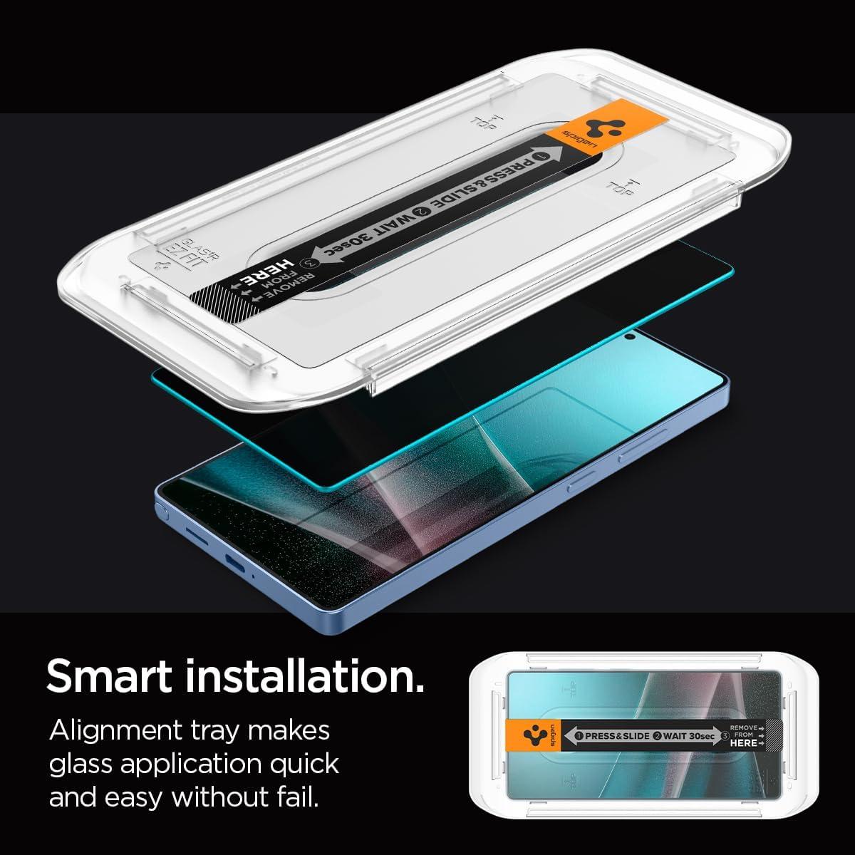 imageSpigen AluminaCore Tempered Glass Screen Protector GlastR EZ Fit Privacy designed for Galaxy S26 2 Pack 10H Hardness AluminumEnhanced DurabilityGalaxy S25 Ultra