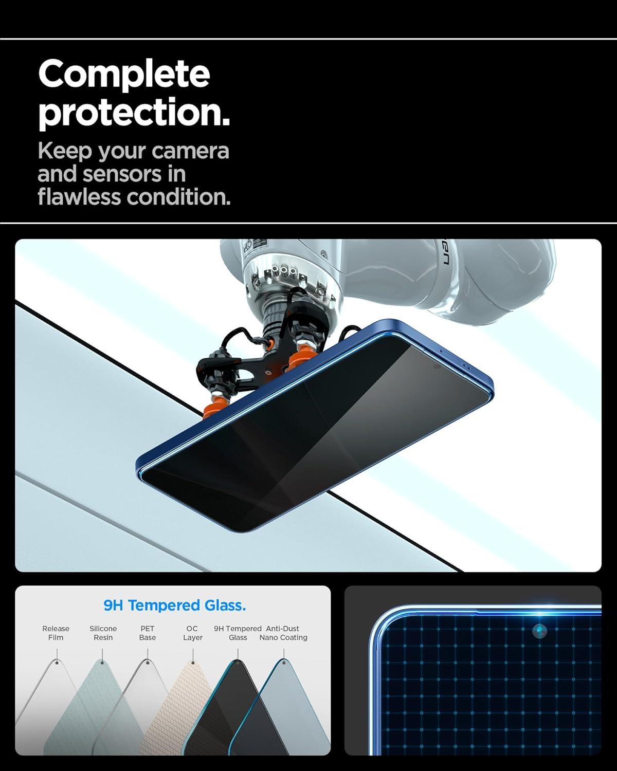 imageSpigen AluminaCore Tempered Glass Screen Protector GlastR EZ Fit Privacy designed for Galaxy S26 2 Pack 10H Hardness AluminumEnhanced DurabilityGalaxy S25 Galaxy S24
