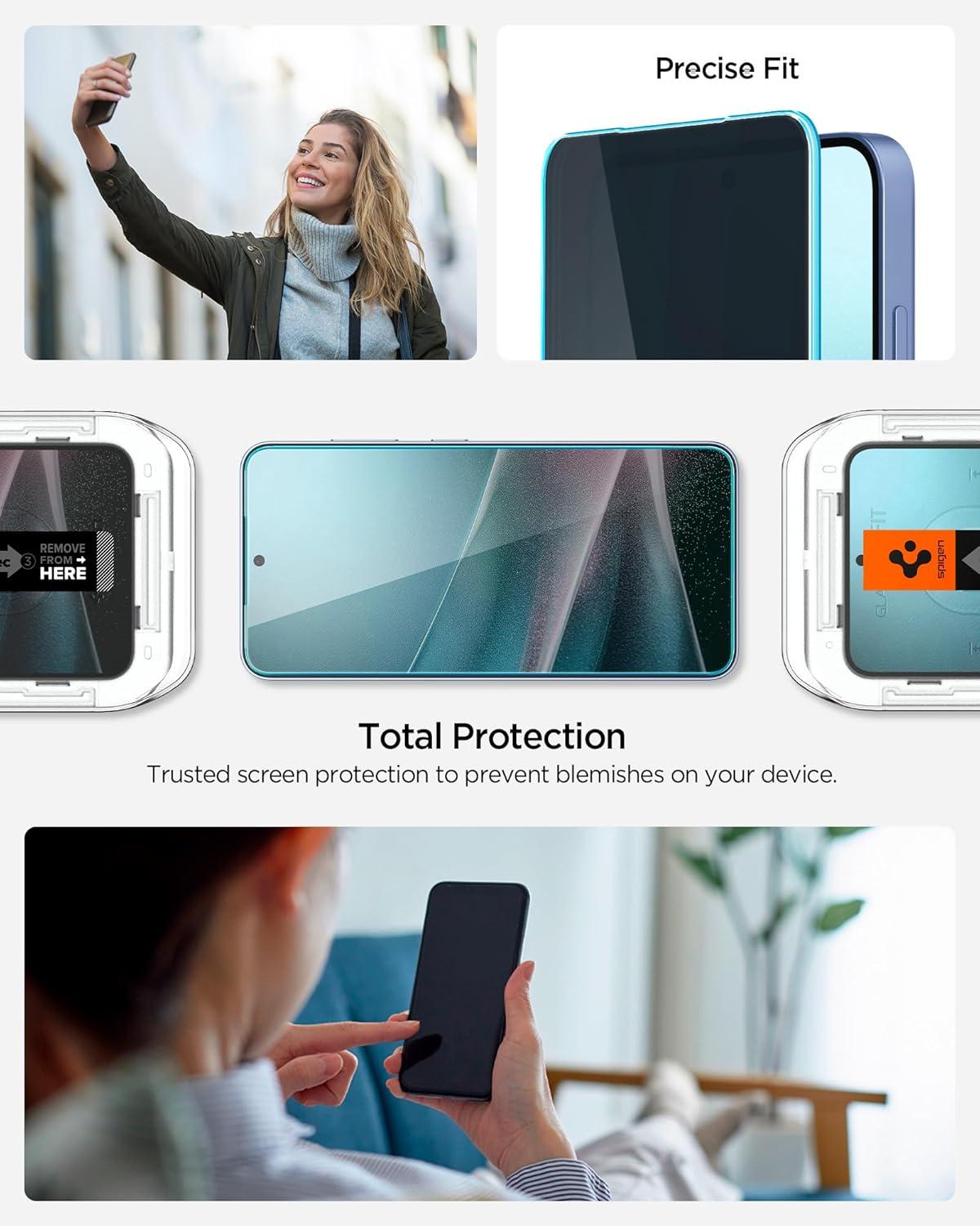 imageSpigen AluminaCore Tempered Glass Screen Protector GlastR EZ Fit Privacy designed for Galaxy S26 2 Pack 10H Hardness AluminumEnhanced DurabilityGalaxy S25 Galaxy S24