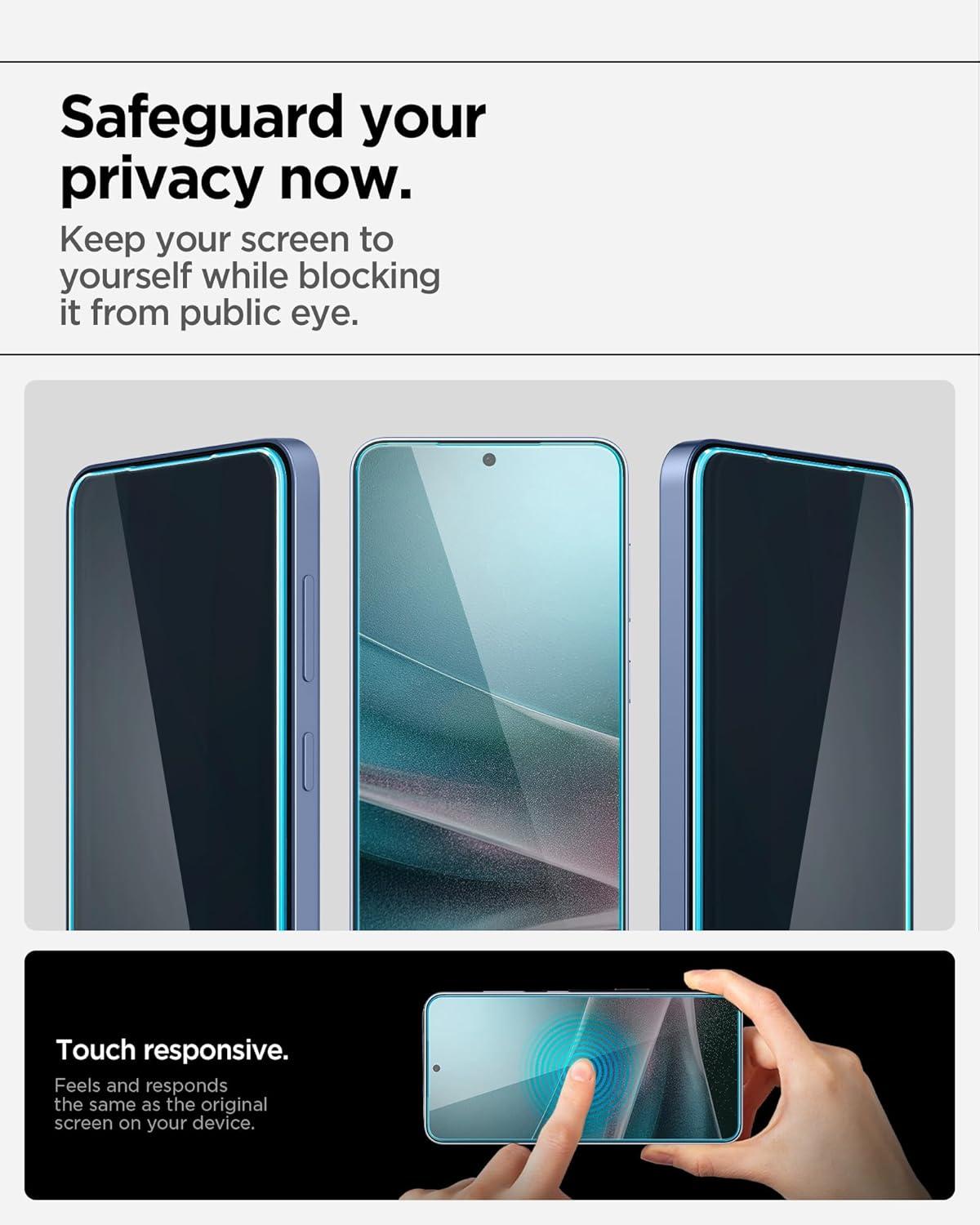 imageSpigen AluminaCore Tempered Glass Screen Protector GlastR EZ Fit Privacy designed for Galaxy S26 2 Pack 10H Hardness AluminumEnhanced DurabilityGalaxy S25 Galaxy S24