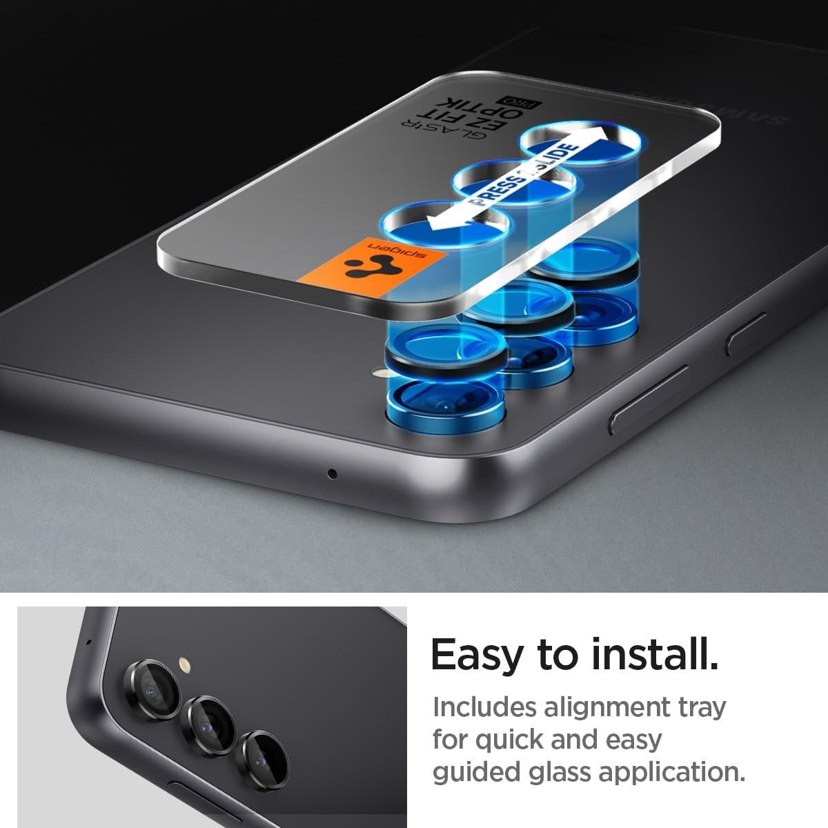 imageSpigen Camera Lens Screen Protector GlasTR EZ Fit Optik Pro Designed for Galaxy S23 FE Black 2 Pack