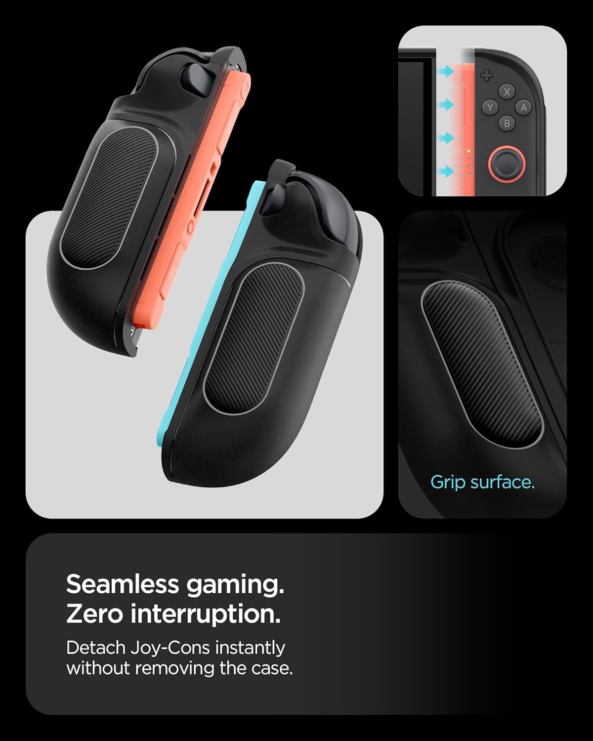 imageSpigen Snap Switch for Nintendo Switch 2 2025 Case Detachable JoyCon Grip Game Card Storage AnyAngle Kickstand Shockproof PCTPU Ergonomic Grip Black