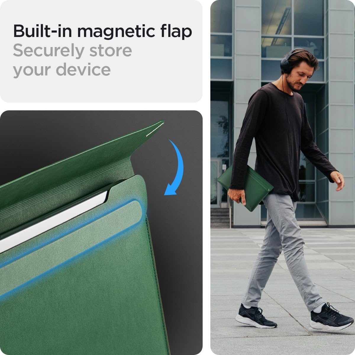 imageSpigen Valentinus Protective Laptop Sleeve for 16inch MacBook ProAir M5 ProMax 2026 M5M4M3M2M1 A3403 A3186 A2991 A2780 A2485 A2141 City GrayJeJu Green