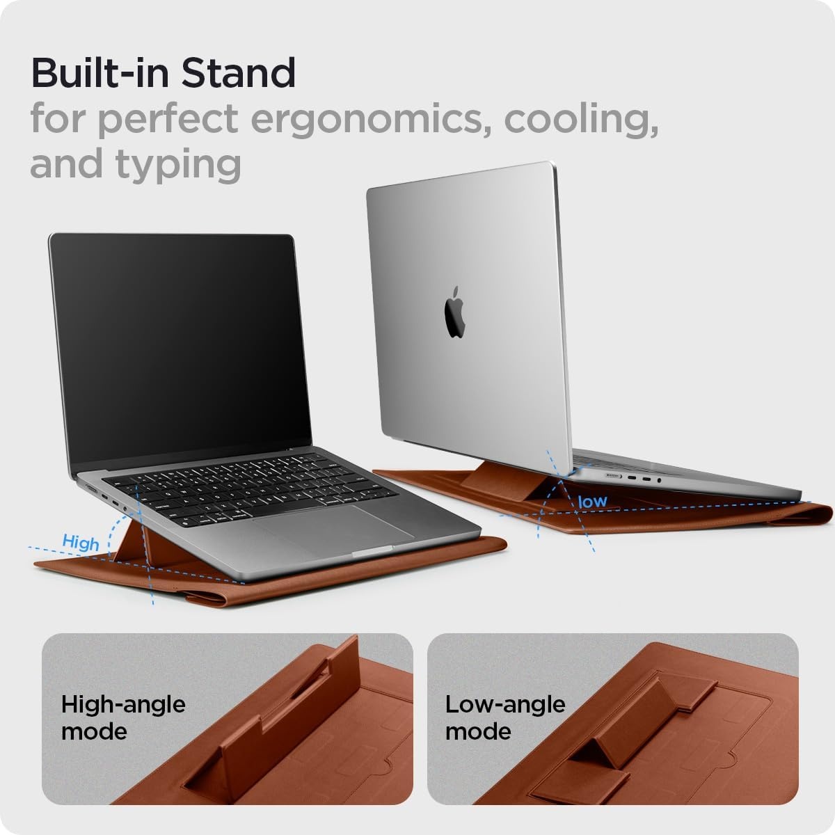 imageSpigen Valentinus S Protective Laptop Sleeve for 14inch MacBook NeoProAir M5 ProMax 2026 M5M4M3M2M1 A3434 A3112 A3401 A3185 A2992 A2918 Builtin Stand Classic BrownClassic Brown