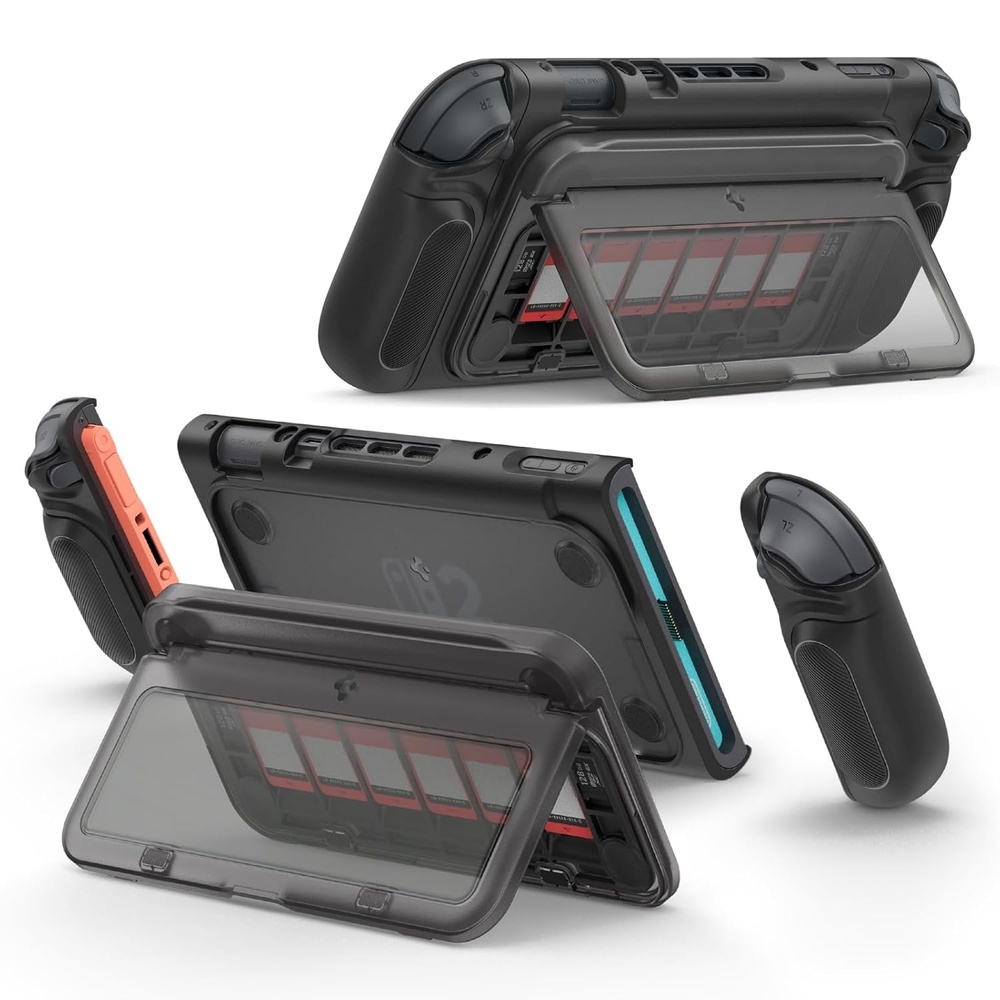 imageSpigen Snap Switch for Nintendo Switch 2 2025 Case Detachable JoyCon Grip Game Card Storage AnyAngle Kickstand Shockproof PCTPU Ergonomic Grip Black