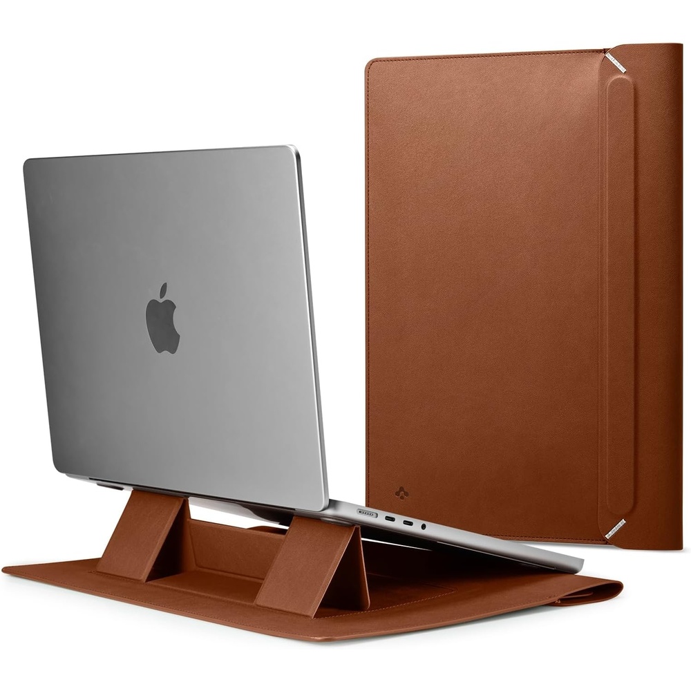 imageSpigen Valentinus S Protective Laptop Sleeve for 16inch MacBook ProAir M5 ProMax 2026 M5M4M3M2M1 A3403 A3186 A2991 A2780 A2485 A2141 Builtin Stand Classic Brown