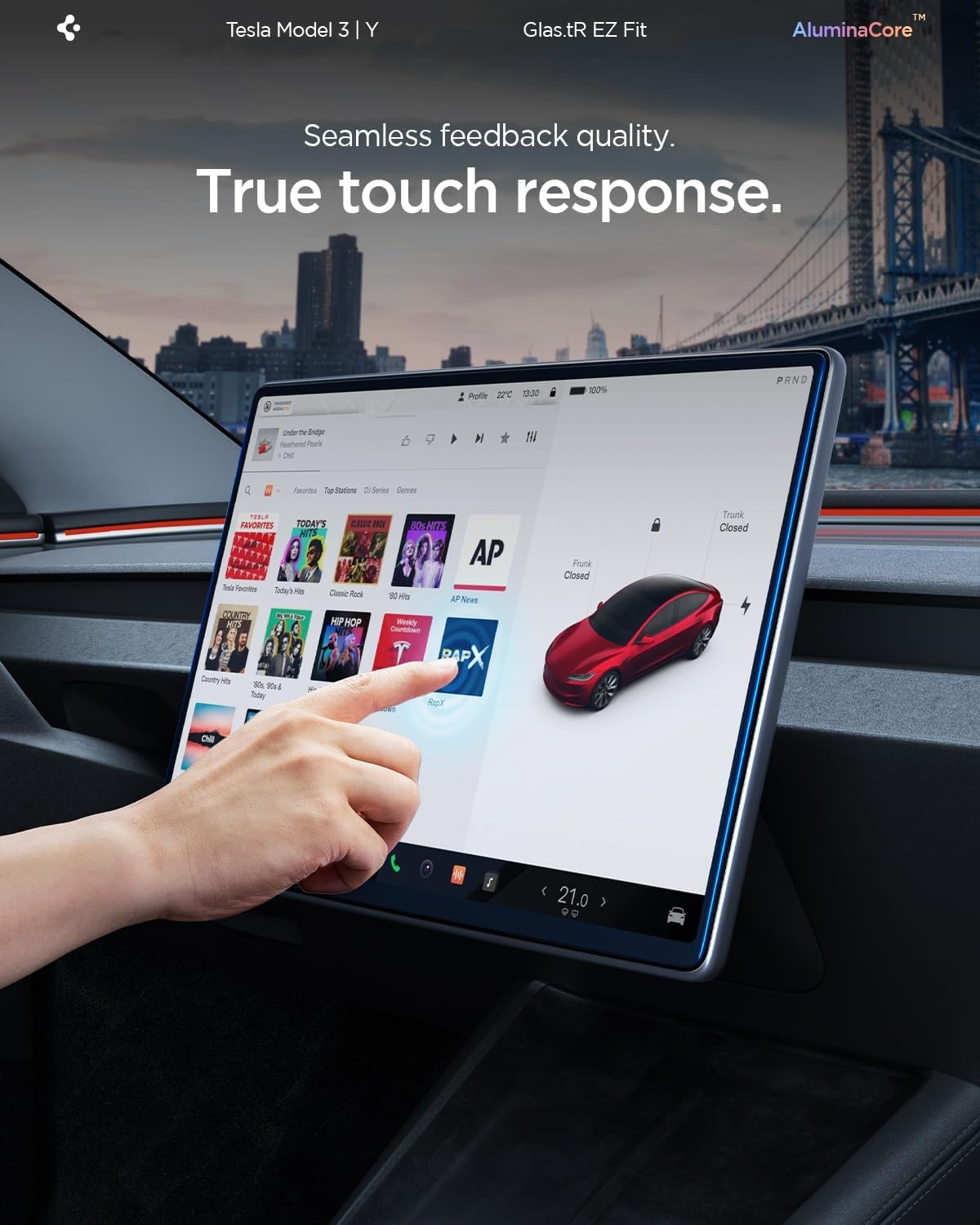 image:imageSpigen AluminaCore Tempered Glass Screen Protector GlasTR EZ FIT designed for Tesla Model Y Premium 2026 Model Y Performance 20252026 Crystal Clear154inch Model 3 Highland Model Y Juniper