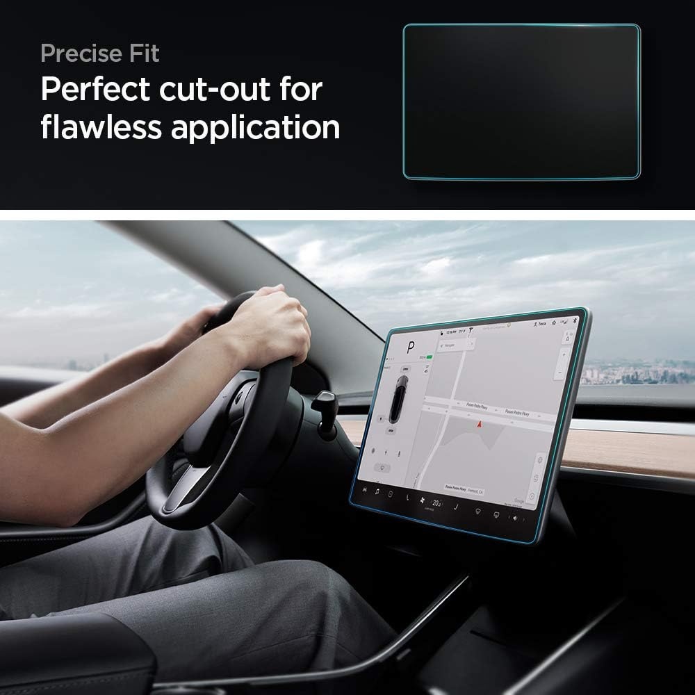 image:imageSpigen AluminaCore Tempered Glass Screen Protector GlasTR EZ FIT designed for Tesla Model Y Premium 2026 Model Y Performance 20252026 Crystal Clear15inch Model 3 Model Y