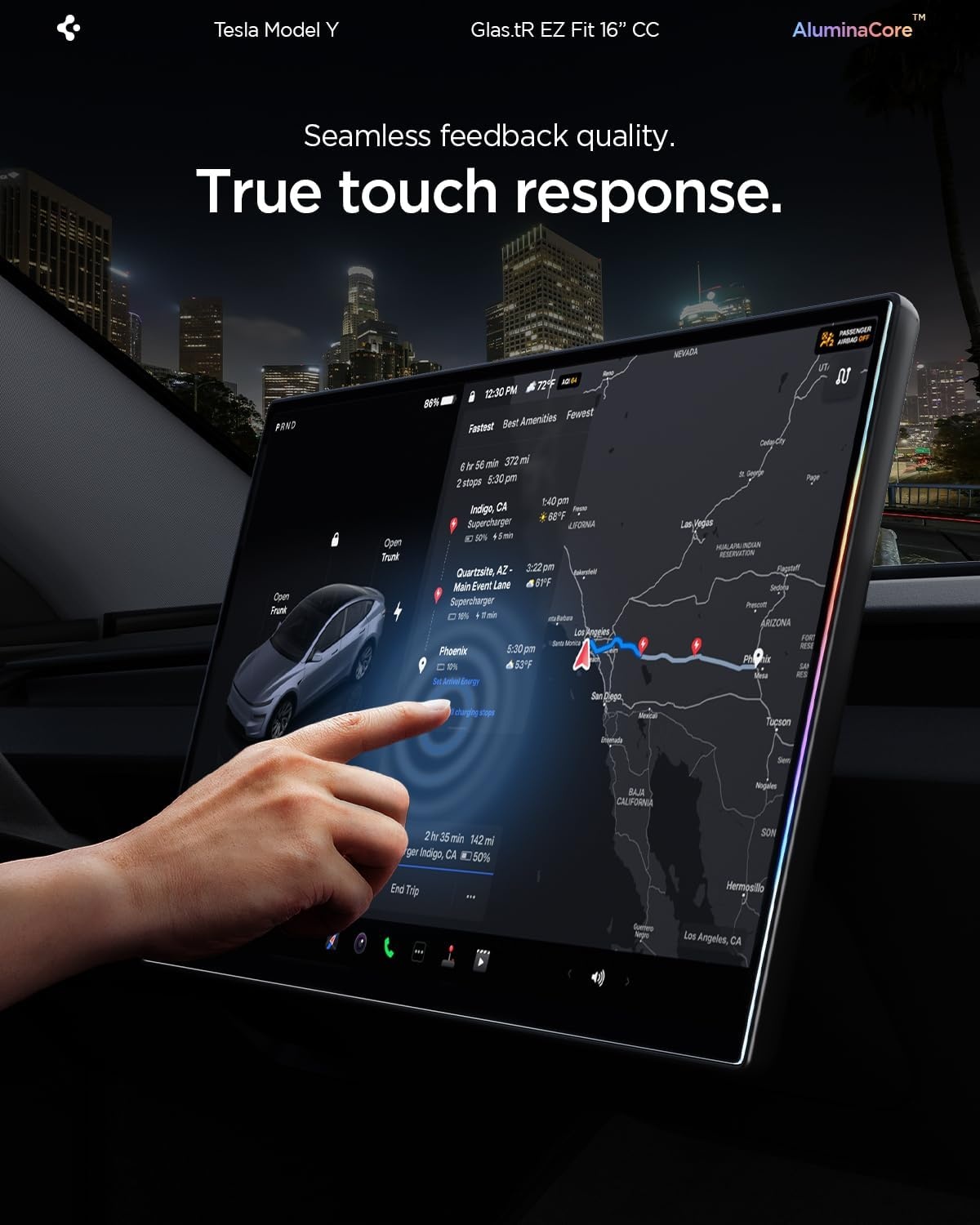 image:imageSpigen AluminaCore Tempered Glass Screen Protector GlasTR EZ FIT designed for Tesla Model Y Premium 2026 Model Y Performance 20252026 Crystal Clear16inch 2026 Model Y PremiumPerformance