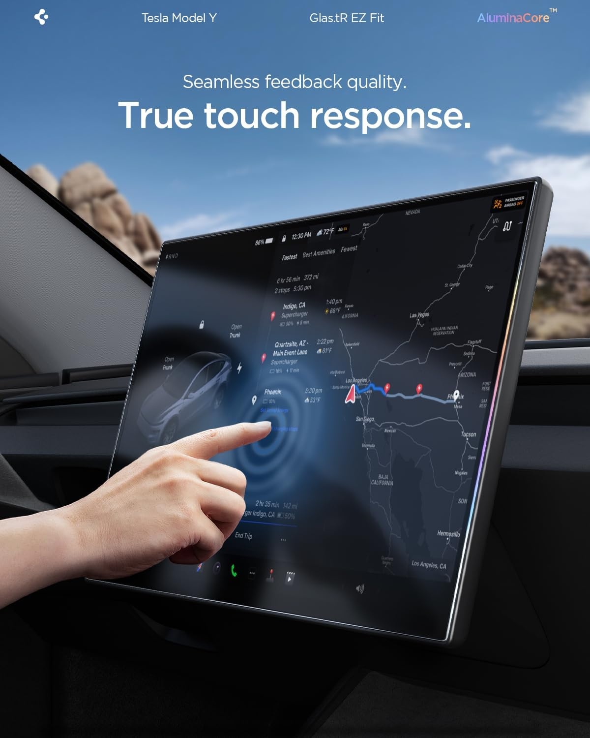 image:imageSpigen AluminaCore Tempered Glass Screen Protector GlasTR EZ FIT designed for Tesla Model Y Premium 2026 Model Y Performance 20252026 MatteAnti GlareAnti Finger Print16inch 2026 Model Y PremiumPerformance