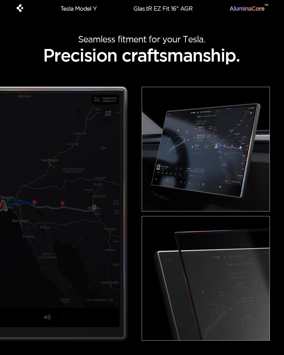 image:imageSpigen AluminaCore Tempered Glass Screen Protector GlasTR EZ FIT designed for Tesla Model Y Premium 2026 Model Y Performance 20252026 MatteAnti GlareAnti Finger Print16inch 2026 Model Y PremiumPerformance