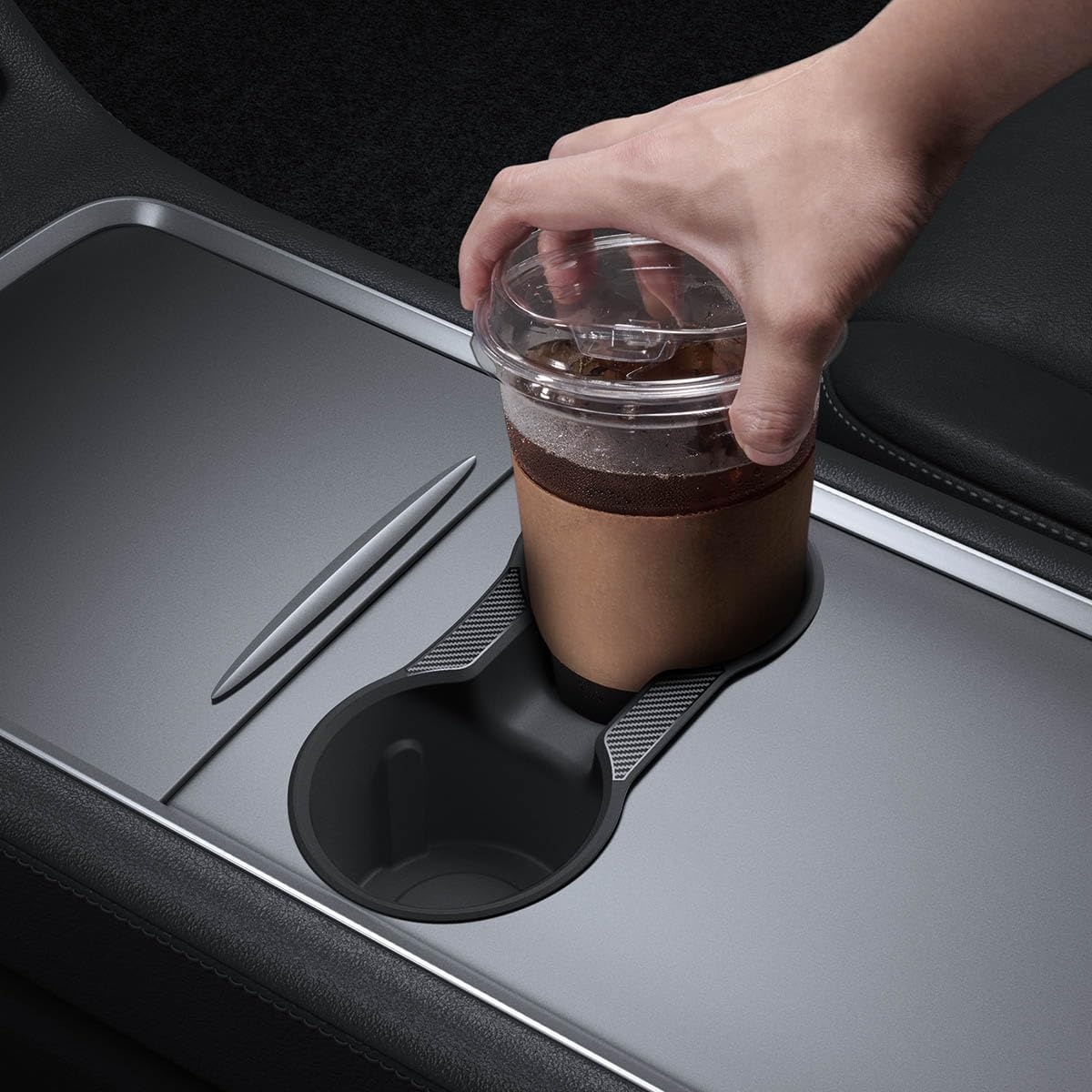 image:imageSpigen Cup Holder Insert Flush Fit for Tesla Model Y 20212024 amp Model 3 20212023 Not Compatible with Model Y Juniper 202526 and Model 3 Highland 202425 Up to 20 oz Venti CupsRelaxed Fit