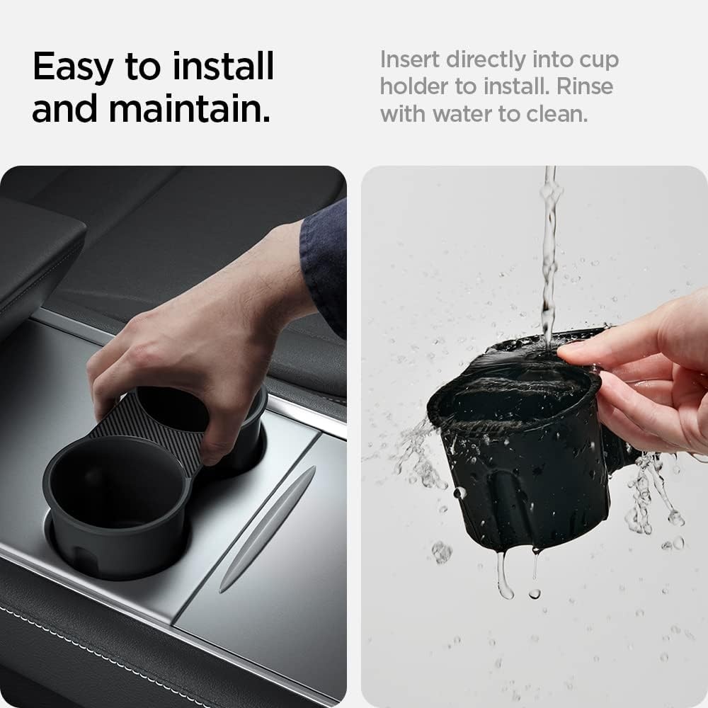 image:imageSpigen Cup Holder Insert Flush Fit for Tesla Model Y 20212024 amp Model 3 20212023 Not Compatible with Model Y Juniper 202526 and Model 3 Highland 202425 Up to 20 oz Venti CupsFlushFit