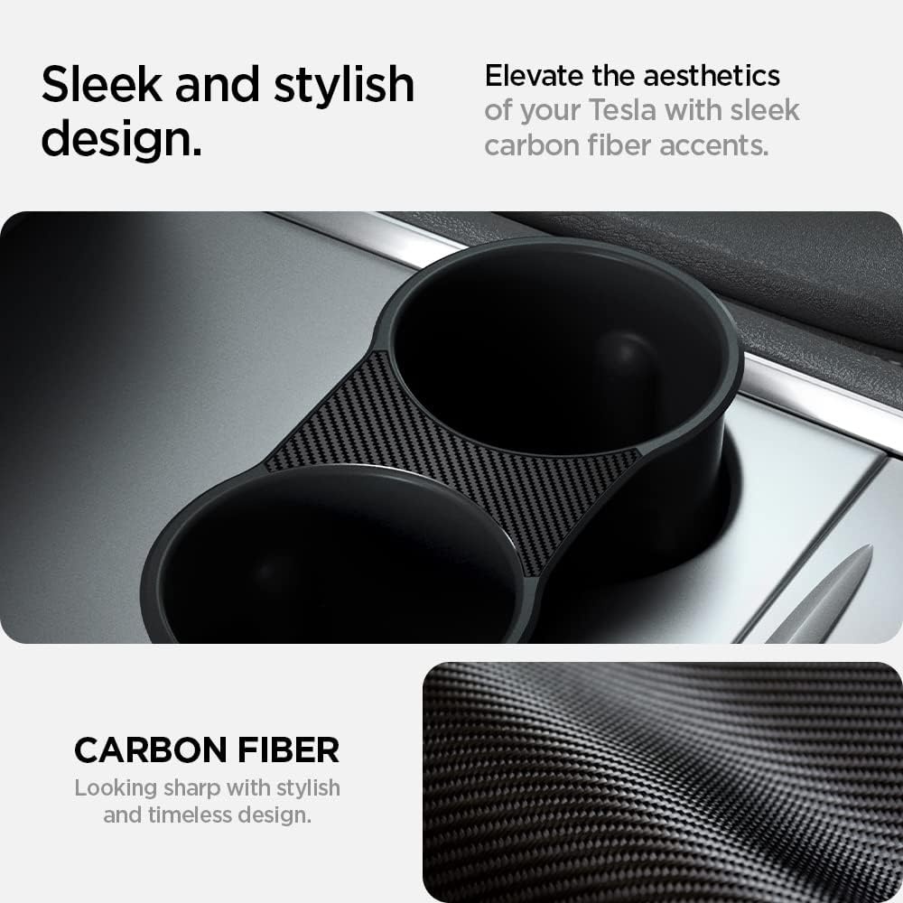 image:imageSpigen Cup Holder Insert Flush Fit for Tesla Model Y 20212024 amp Model 3 20212023 Not Compatible with Model Y Juniper 202526 and Model 3 Highland 202425 Up to 20 oz Venti CupsFlushFit