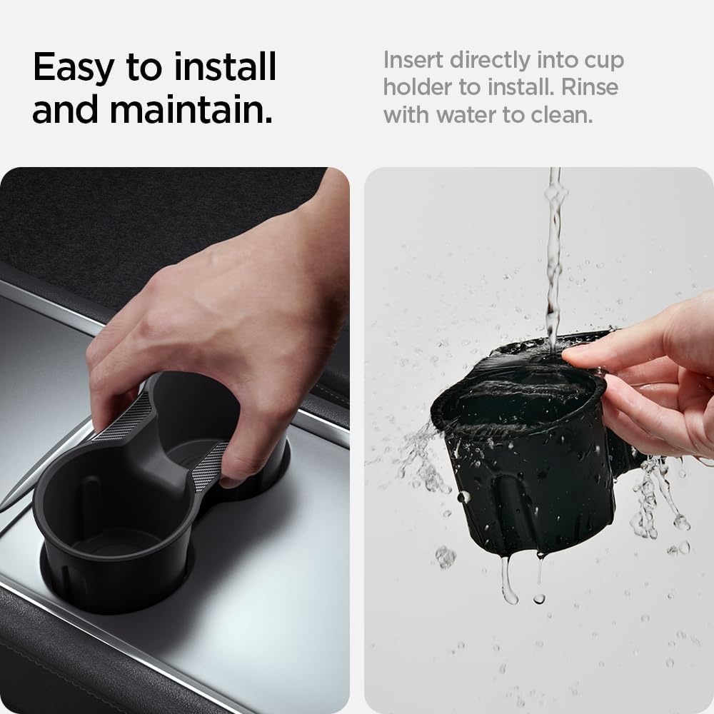 image:imageSpigen Cup Holder Insert Flush Fit for Tesla Model Y 20212024 amp Model 3 20212023 Not Compatible with Model Y Juniper 202526 and Model 3 Highland 202425 Up to 20 oz Venti CupsRelaxed Fit