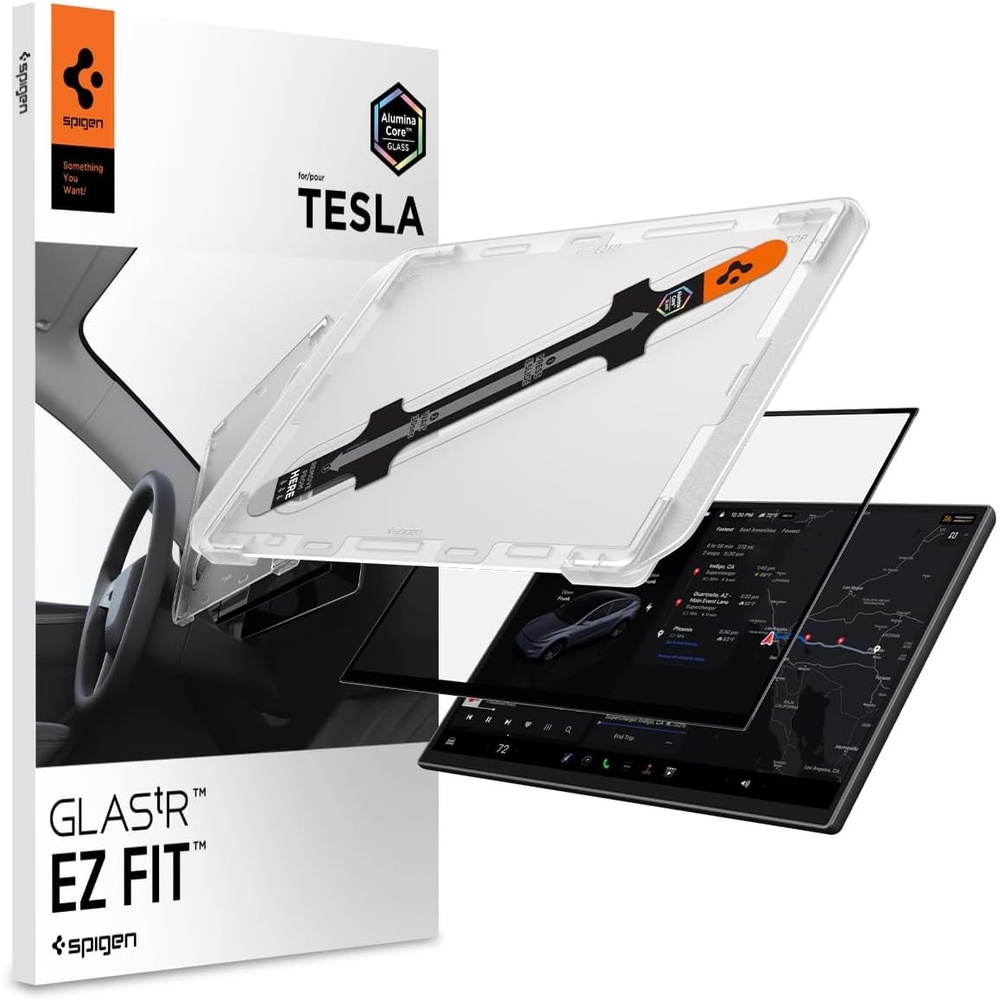 image:imageSpigen AluminaCore Tempered Glass Screen Protector GlasTR EZ FIT designed for Tesla Model Y Premium 2026 Model Y Performance 20252026 Crystal Clear16inch 2026 Model Y PremiumPerformance