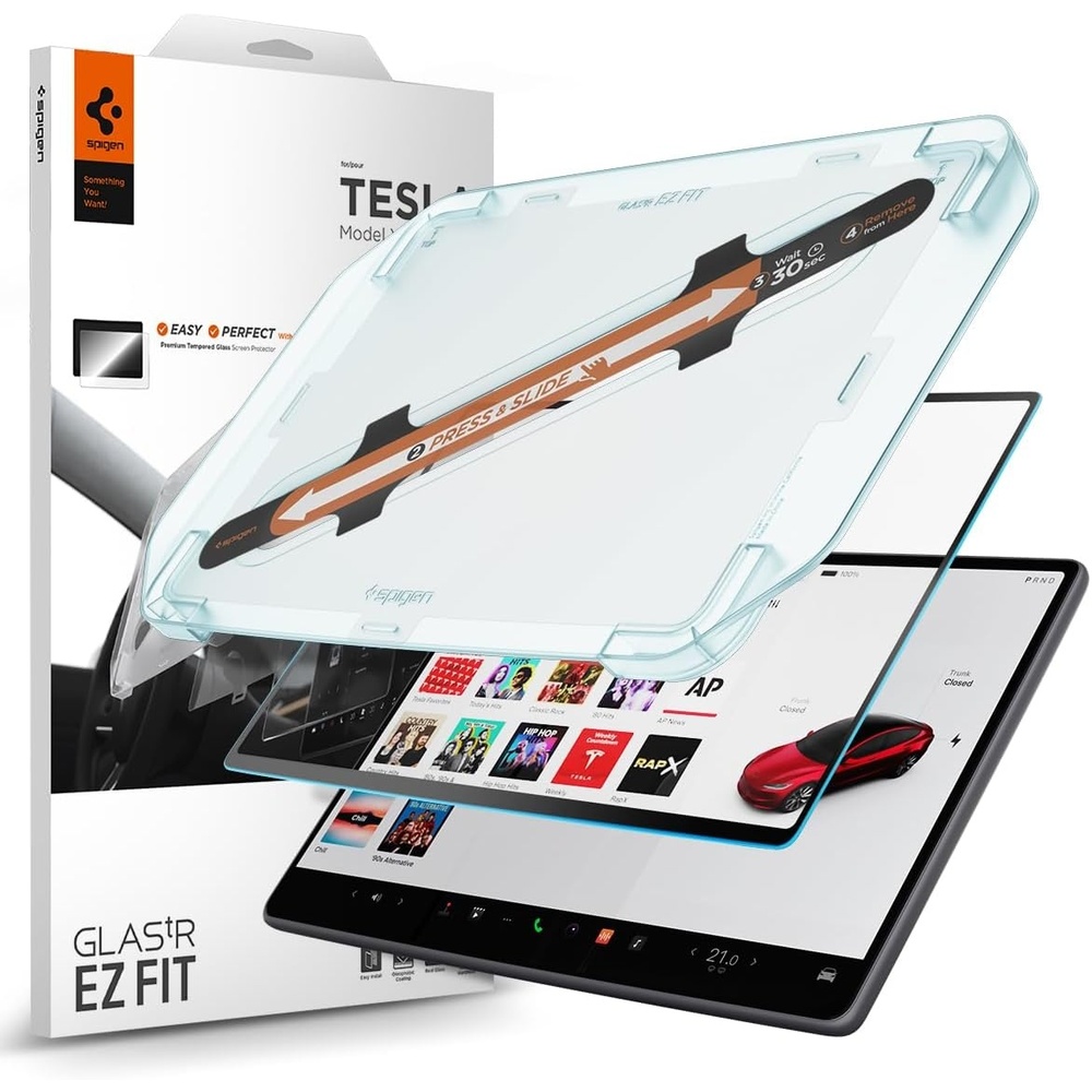 image:imageSpigen AluminaCore Tempered Glass Screen Protector GlasTR EZ FIT designed for Tesla Model Y Premium 2026 Model Y Performance 20252026 MatteAnti GlareAnti Finger Print154inch Model 3 Highland Model Y Juniper