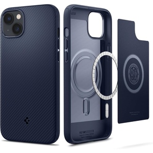 Spigen Mag Armor MagFit Designed for iPhone 14 Case (2022) [Military-Grade Protection] Compatible with MagSafe – Matte Black(Navy Blue)