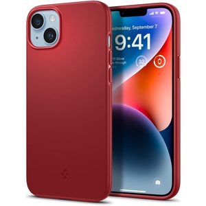 Spigen Thin Fit Designed for iPhone 14 Case (2022) [Military-Grade Protection] – Black(Red)