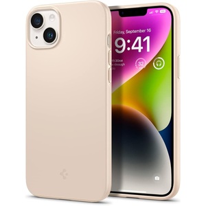 Spigen Thin Fit Designed for iPhone 14 Case (2022) [Military-Grade Protection] – Black(Sand Beige)